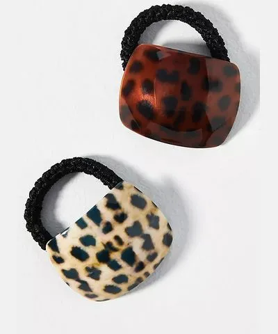 Anthropologie Acrylic Animal Print Hair Ties