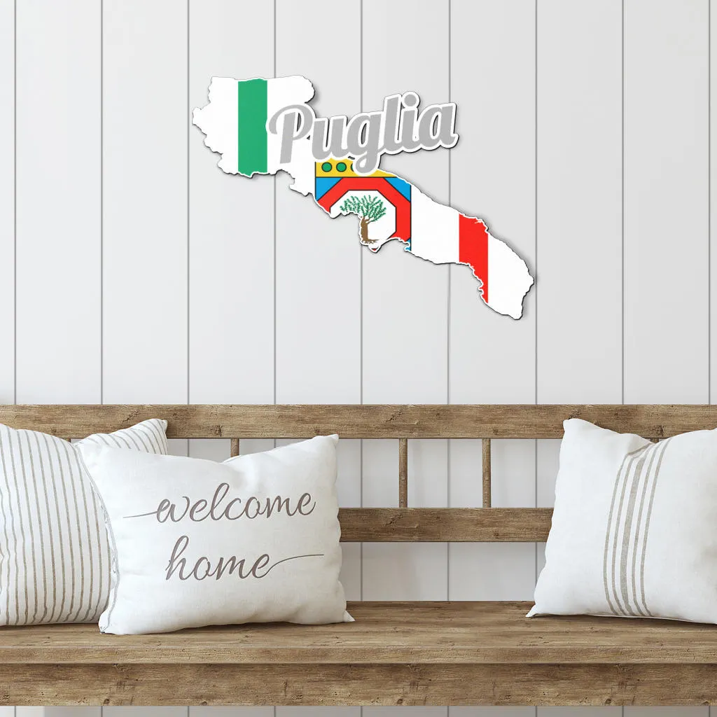 Apulia Map - Colored Metal Art