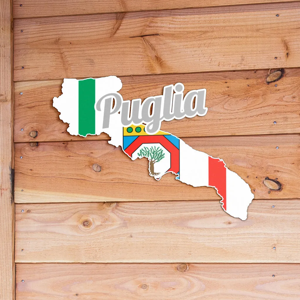 Apulia Map - Colored Metal Art