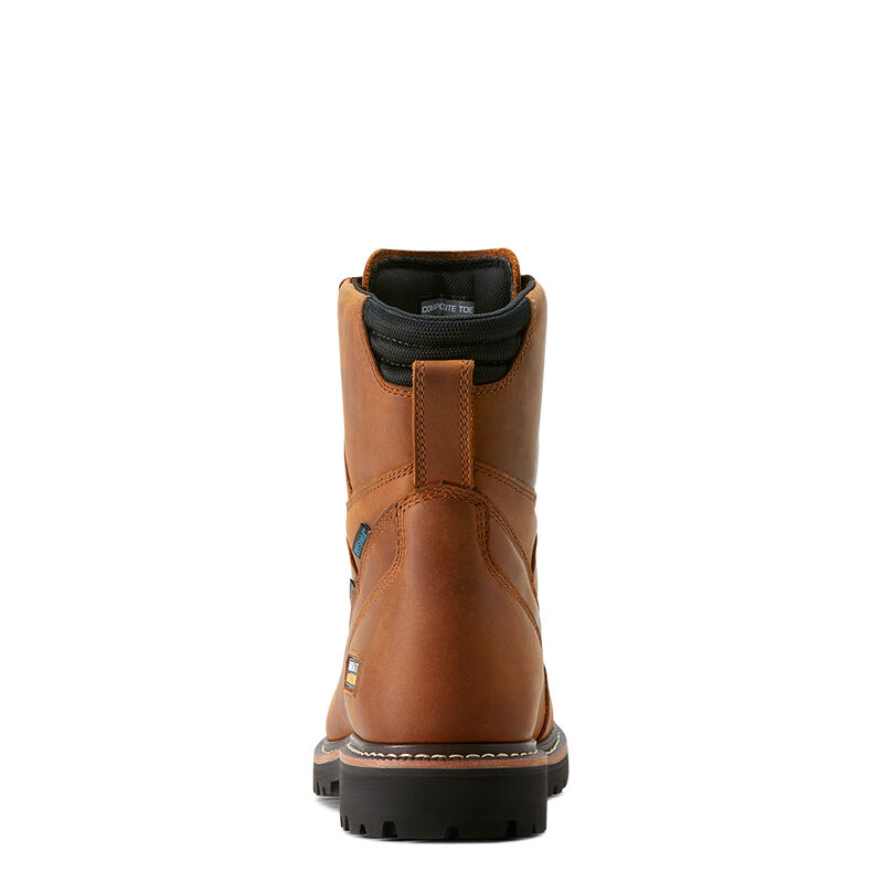 Ariat Men's Longview Shock Shield 8-In Waterproof Composite Toe Work Boot in Copper Brown