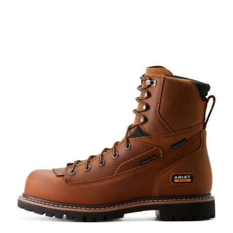 Ariat Men's Longview Shock Shield 8-In Waterproof Composite Toe Work Boot in Copper Brown