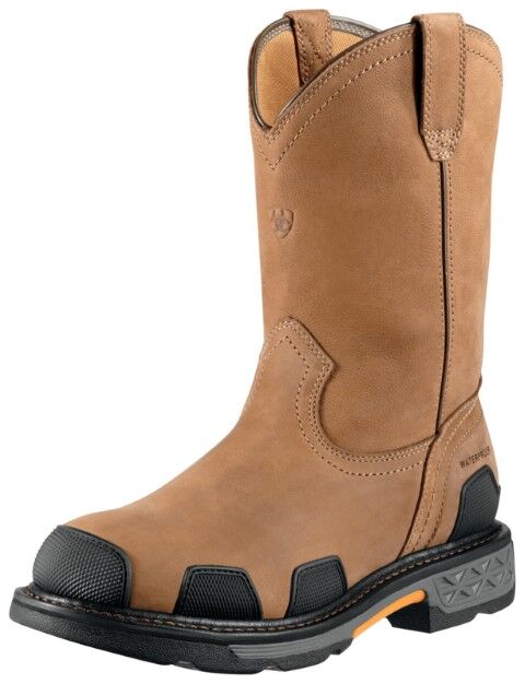 Ariat Men's OverDrive Pull On Waterproof Composite Toe Work Boot in Brown