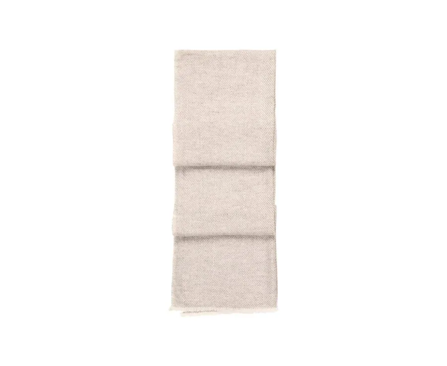 Beige and Ecru wool and cashmere scarf