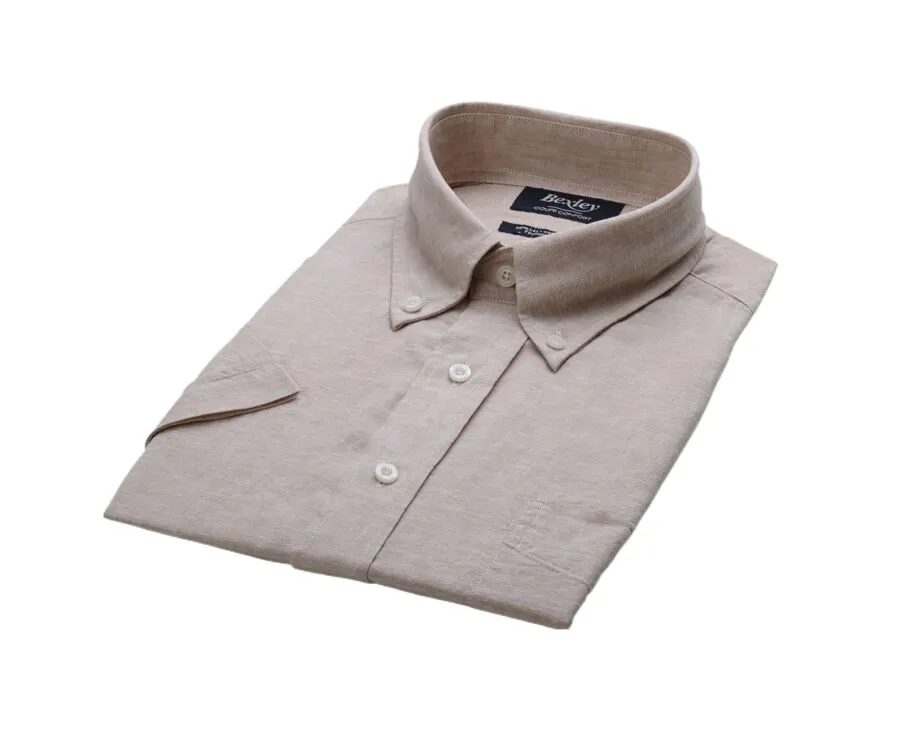 Beige Chambray cotton linen shirt - Chest pocket - COLTEN MC