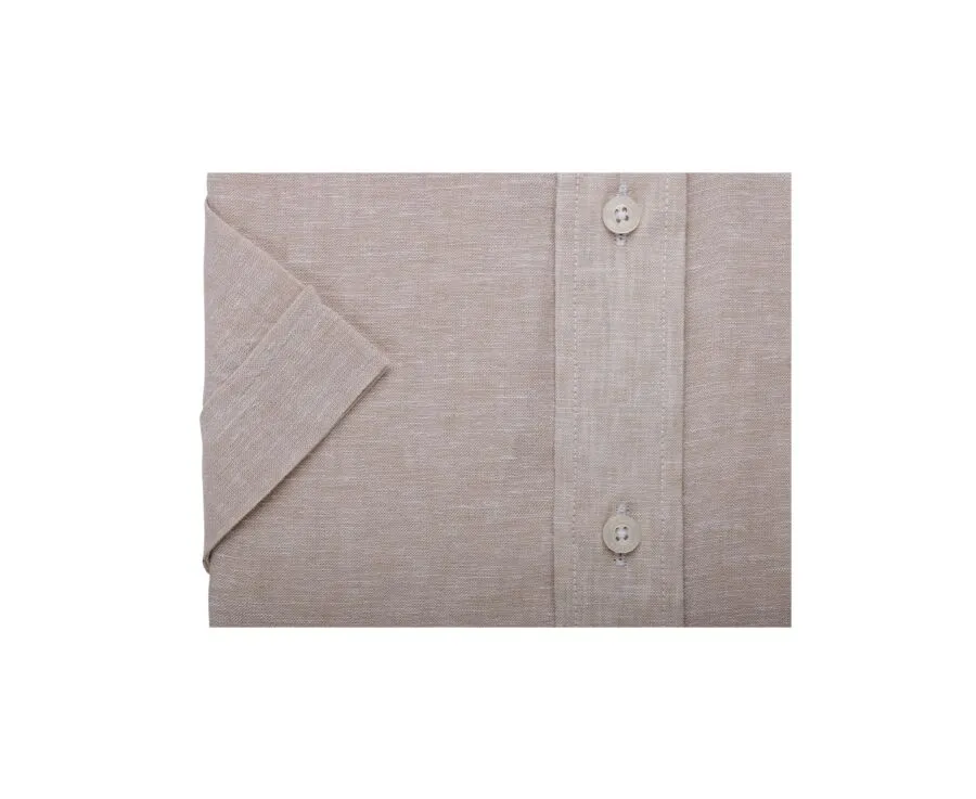 Beige Chambray cotton linen shirt - Chest pocket - COLTEN MC