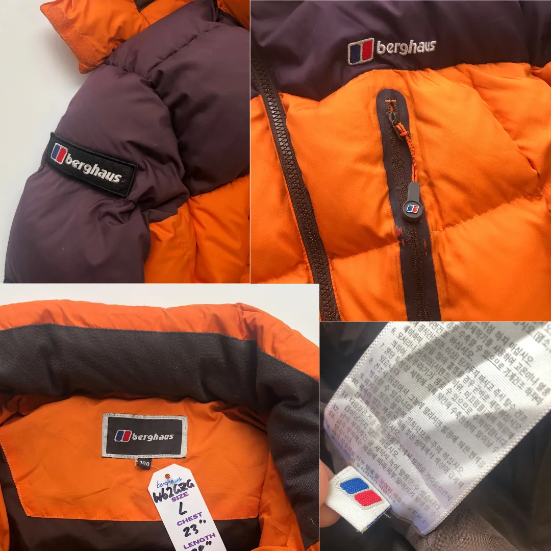 Berghaus Vintage Orange Down Puffer Jacket Large