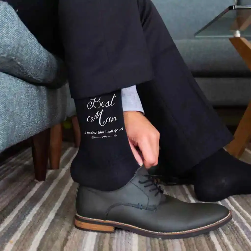 Best Man Wedding Socks with Hilarious Saying