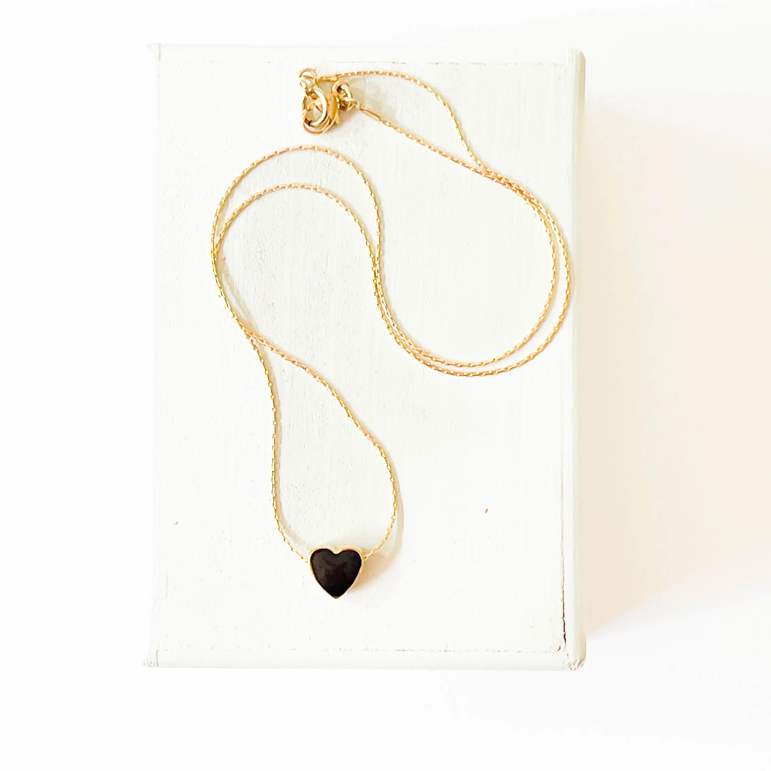 Black Heart Gold Filled Necklace