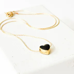 Black Heart Gold Filled Necklace