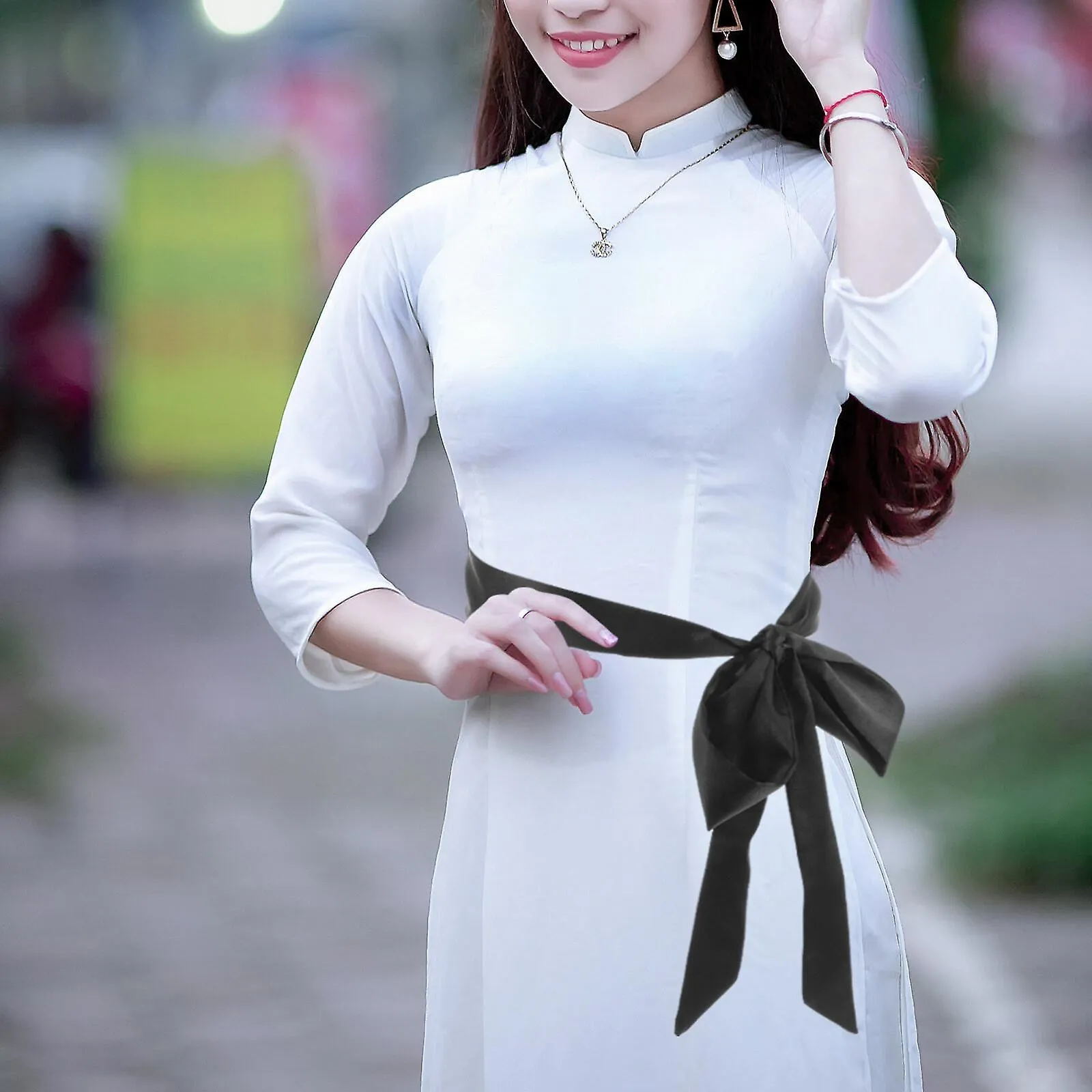 Black Satin Ribbon Belts Women Dresses Fabric Bathrobe Strap Womens Silk Waist Tie Miss Sash