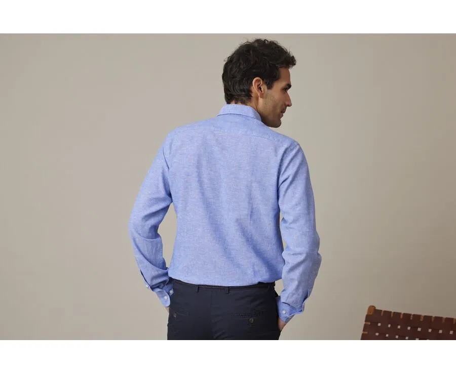 Blue Chambray & Ocean cotton linen shirt - SILBERT