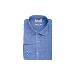 Blue Chambray & Ocean cotton linen shirt - SILBERT