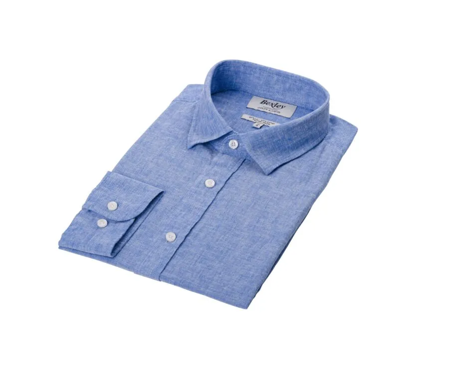 Blue Chambray & Ocean cotton linen shirt - SILBERT