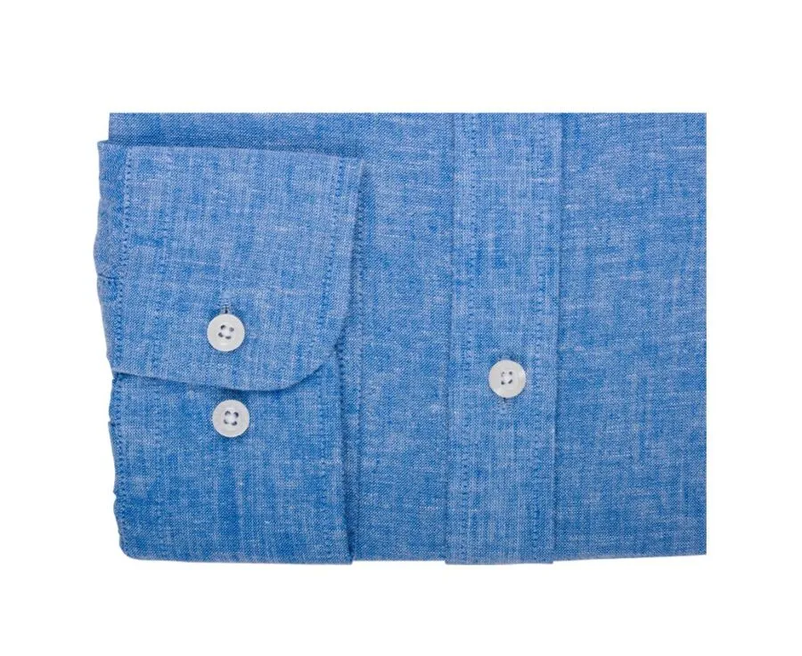 Blue Chambray & Ocean cotton linen shirt - SILBERT