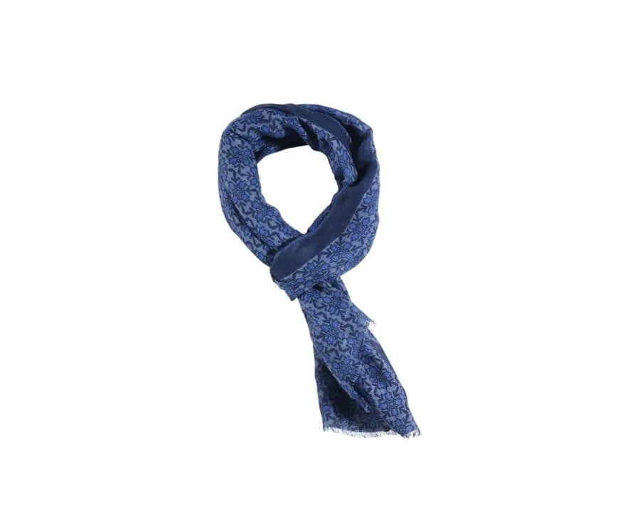 Blue pattern & indigo scarf