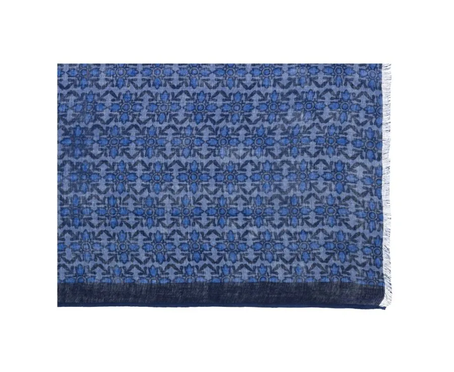 Blue pattern & indigo scarf