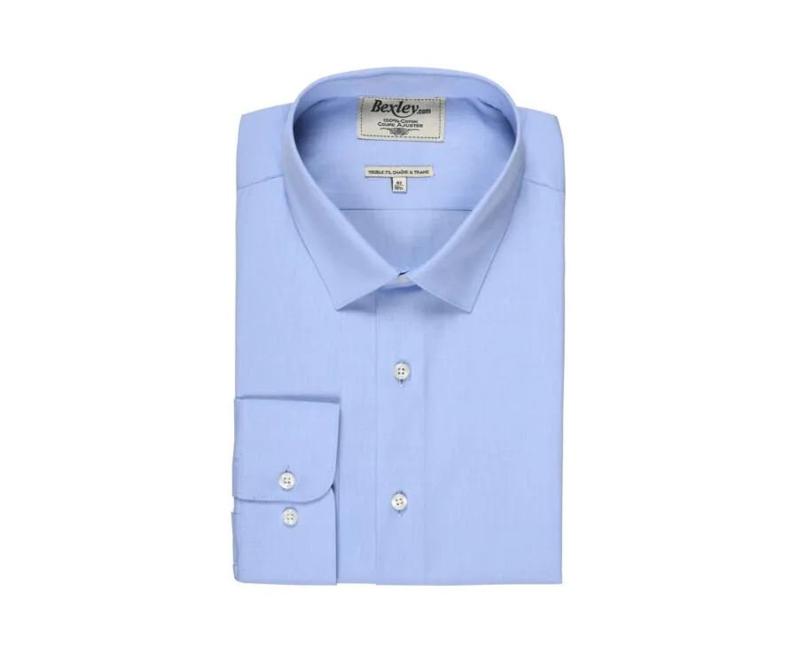 Blue sky shirt 100% cotton - Straight collar - MAXIME CLASSIC