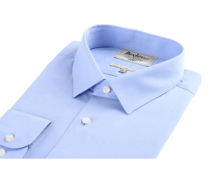 Blue sky shirt 100% cotton - Straight collar - MAXIME CLASSIC