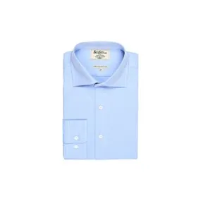 Blue Twill shirt with chevron pattern - Italian collar - LUIGI