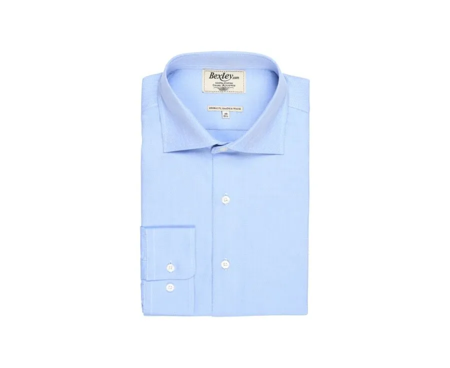 Blue Twill shirt with chevron pattern - Italian collar - LUIGI