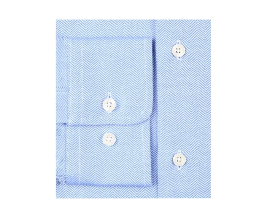 Blue Twill shirt with chevron pattern - Italian collar - LUIGI