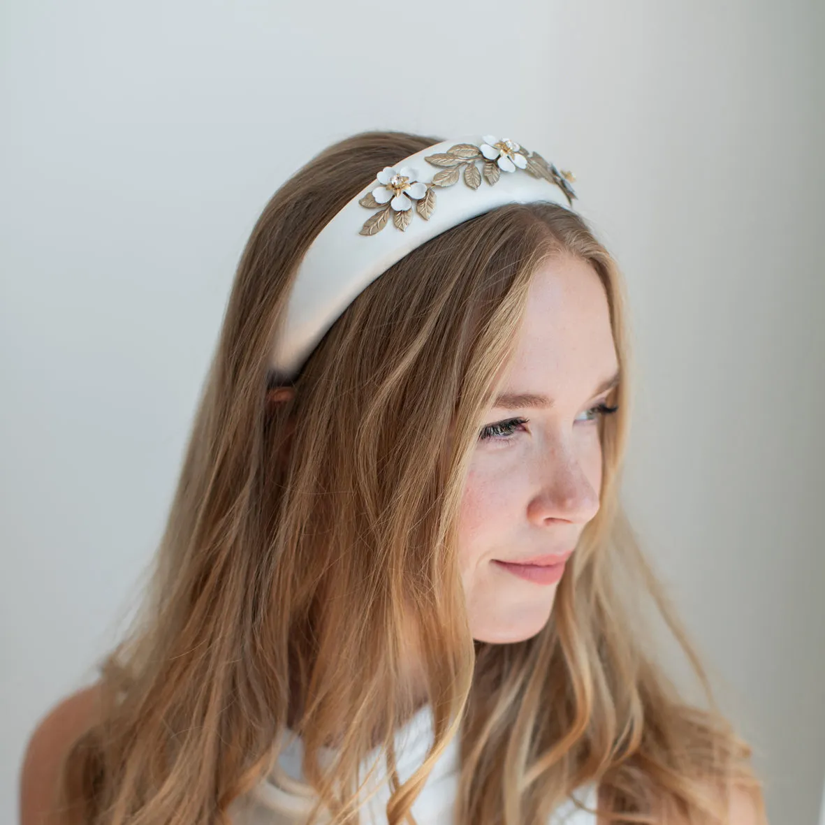 Bridal Satin Headband with Blossom Design