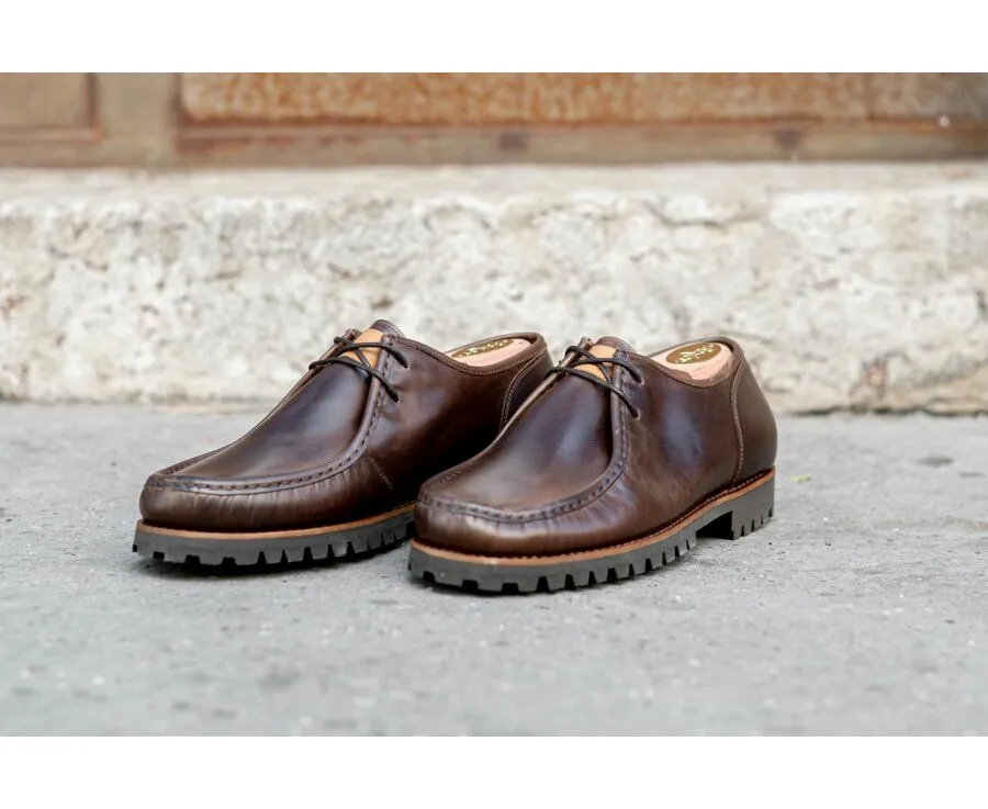 Brown Derby Shoes - Rubber outsole - COLNEY GOMME