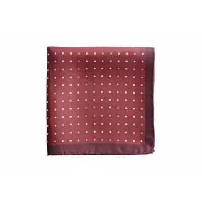 Burgundy and White Dotted Mulberry Silk Pocket Square