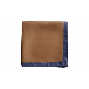 Camel and Navy border Mulberry Silk Pocket Square