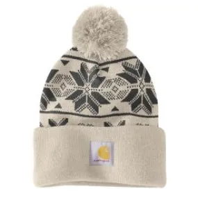 Carhartt Womens Knit Pom Jacquard Winter Beanie Hat