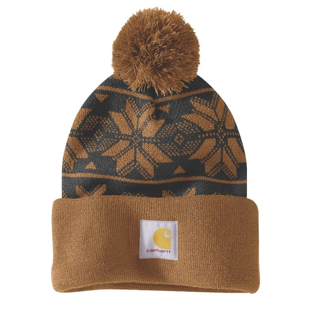 Carhartt Womens Knit Pom Jacquard Winter Beanie Hat