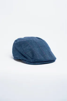 Carnegi Blue Tweed Flat Cap