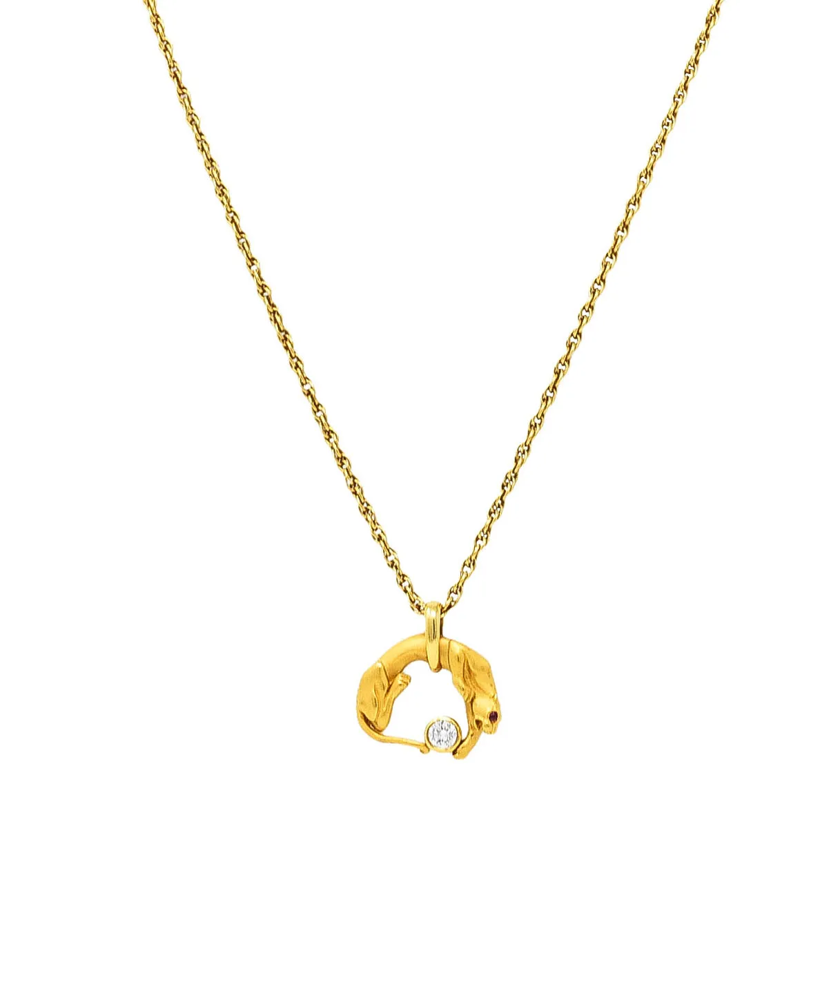 Carrera Y Carrera Diamond 18 Karat Yellow Gold Panther Pendant Necklace