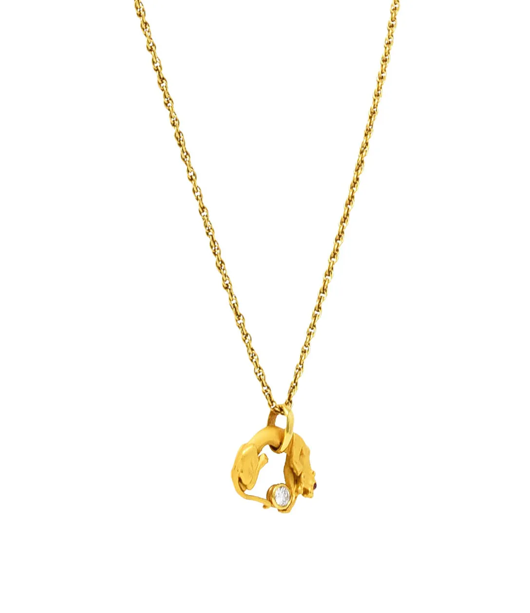 Carrera Y Carrera Diamond 18 Karat Yellow Gold Panther Pendant Necklace