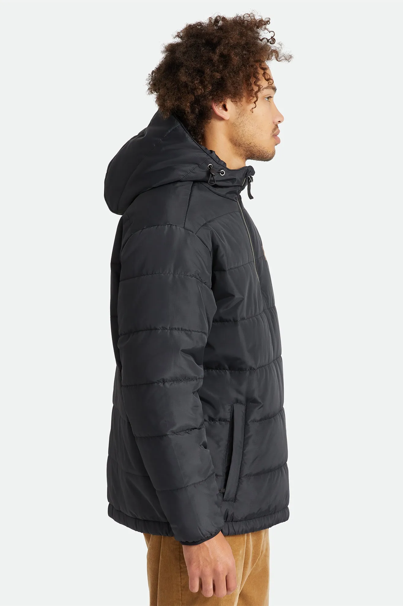 Cass 1/2 Zip Hooded Puffer Jacket - Black