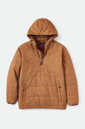 Cass 1/2 Zip Hooded Puffer Jacket - Brick Plaid