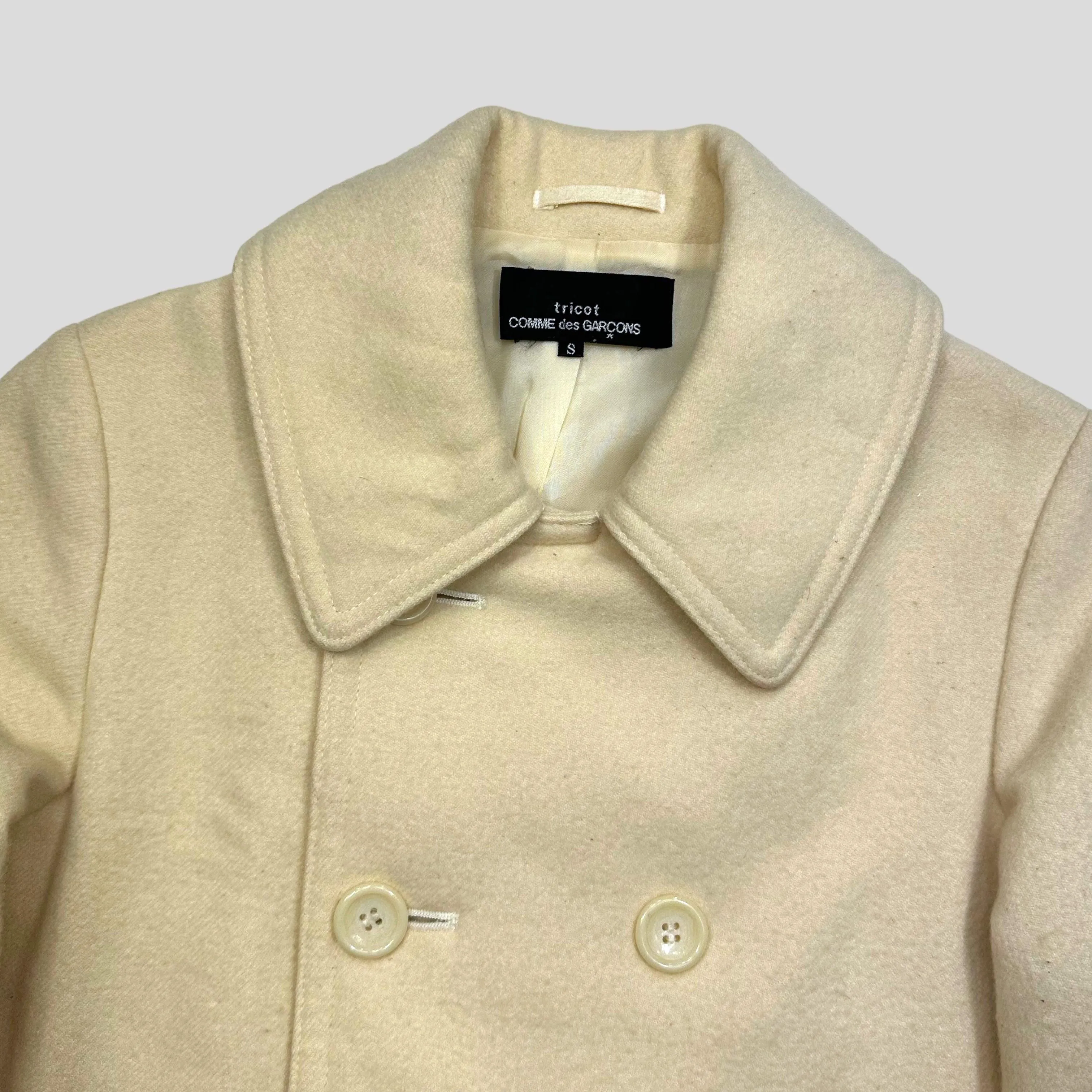 CDG Tricot 2002 Cream Angora & Wool Mini Blazer Jacket - S