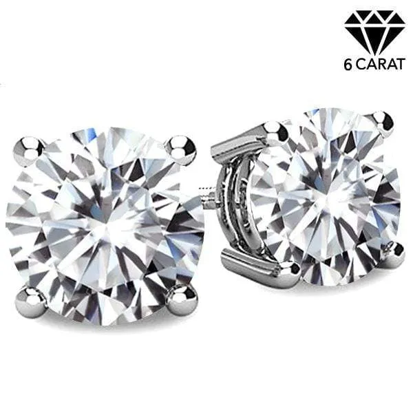 CERTIFIED 6.00 CT DIAMOND MOISSANITE (E COLOR/VVS) PT900 EARRINGS STUD