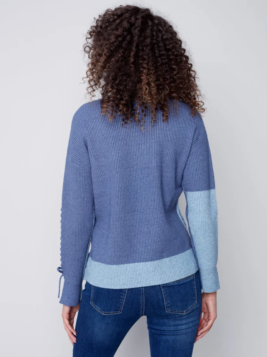 Charlie B Color Block Sweater Side Ties