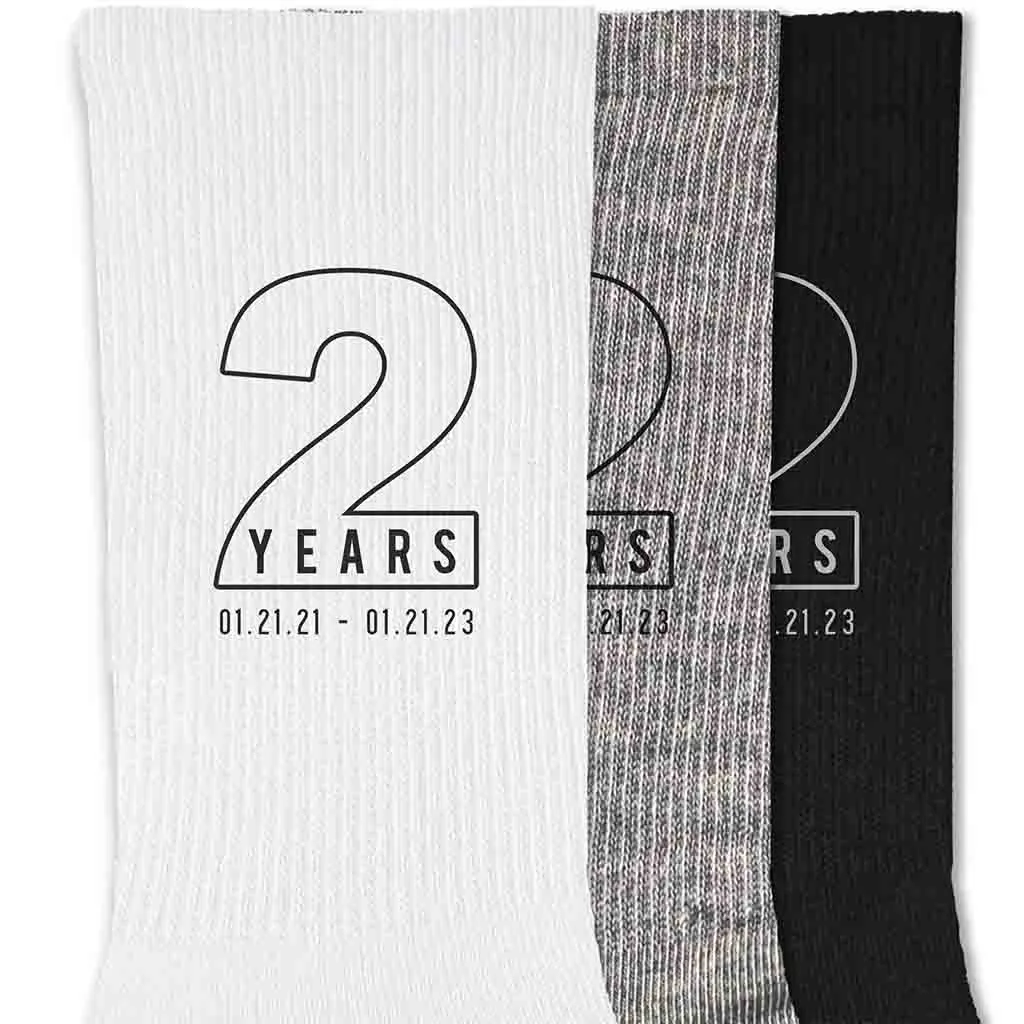 Custom Anniversary Socks for Husband - Personalized 2 Year Gift