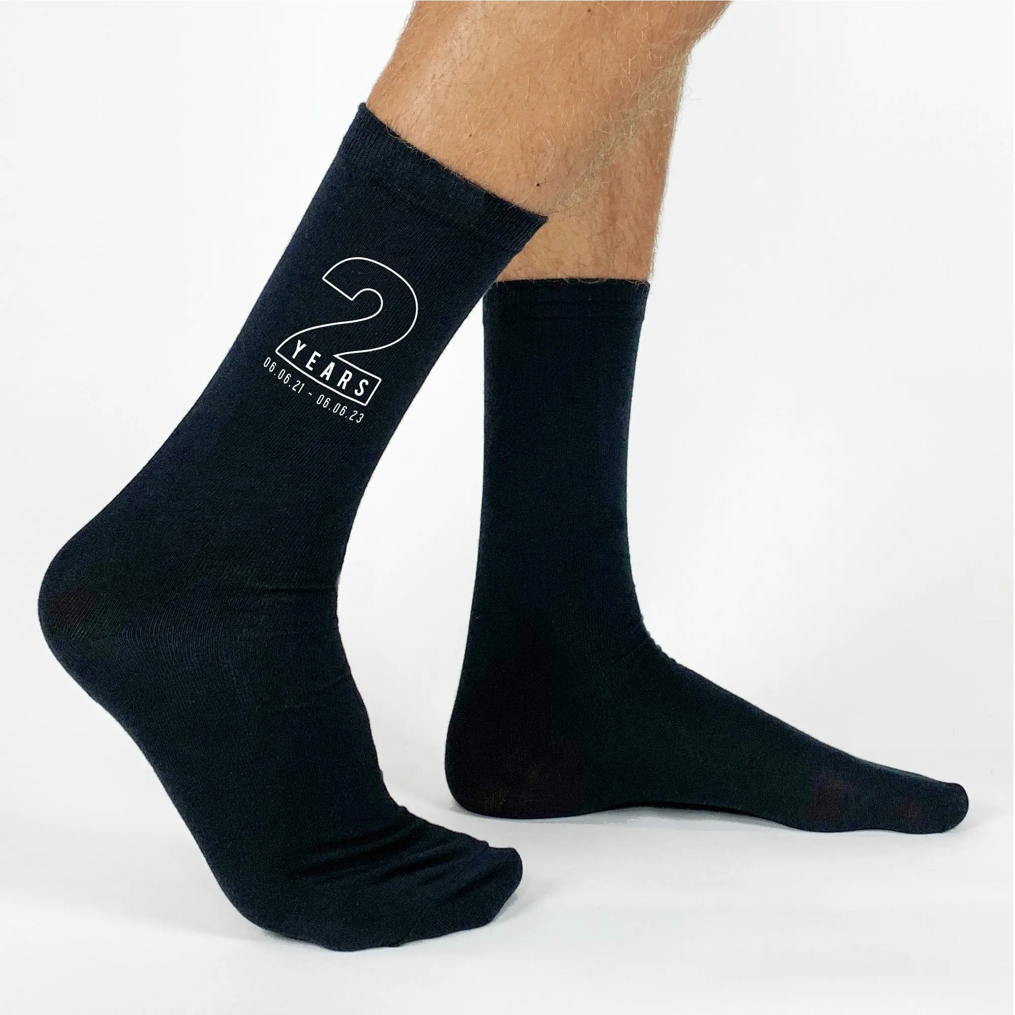 Custom Anniversary Socks for Husband - Personalized 2 Year Gift