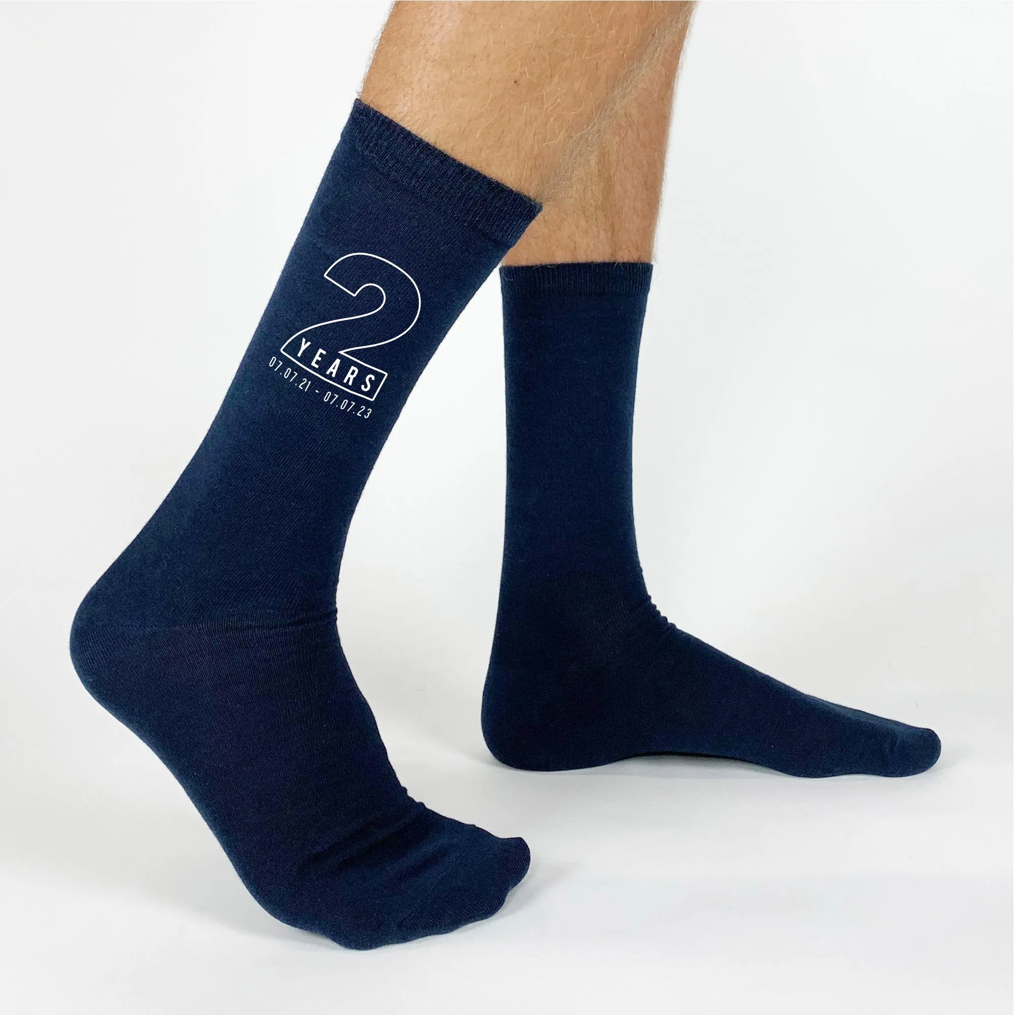 Custom Anniversary Socks for Husband - Personalized 2 Year Gift