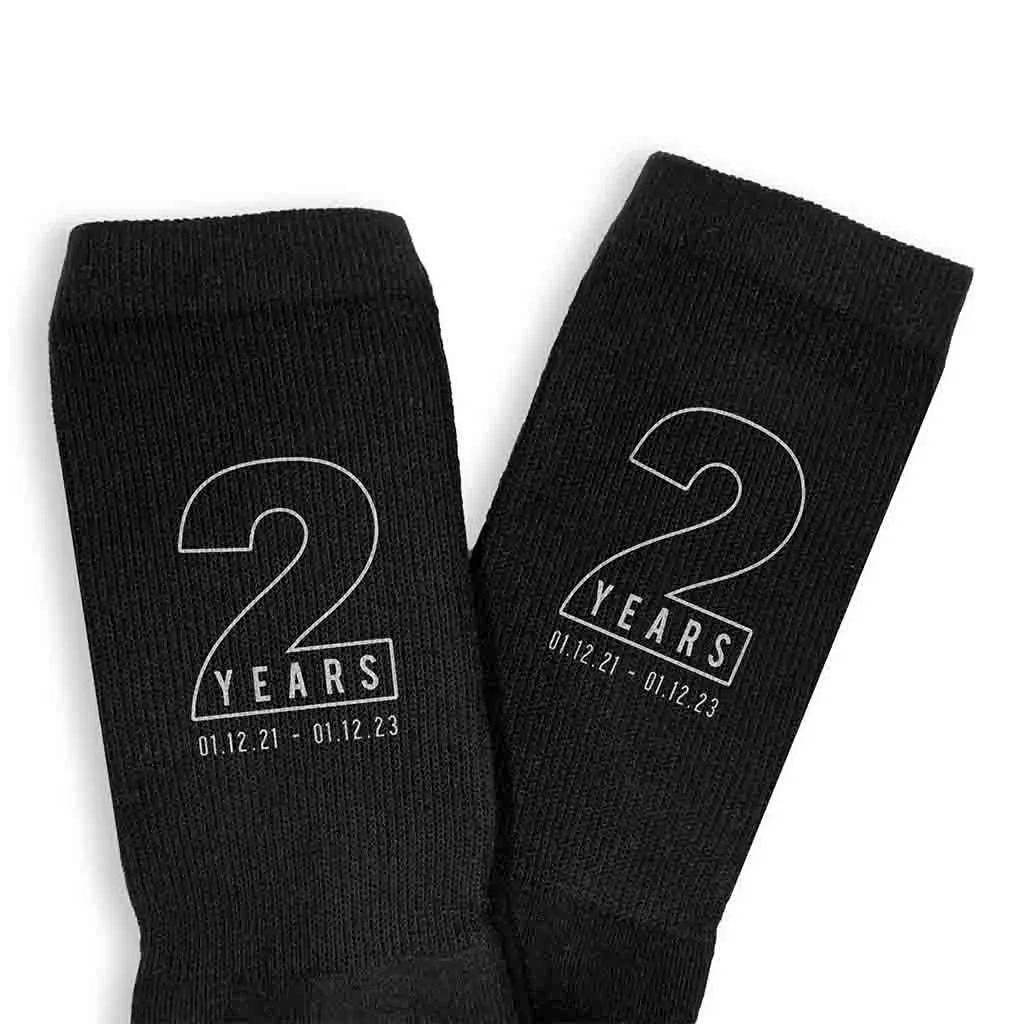 Custom Anniversary Socks for Husband - Personalized 2 Year Gift