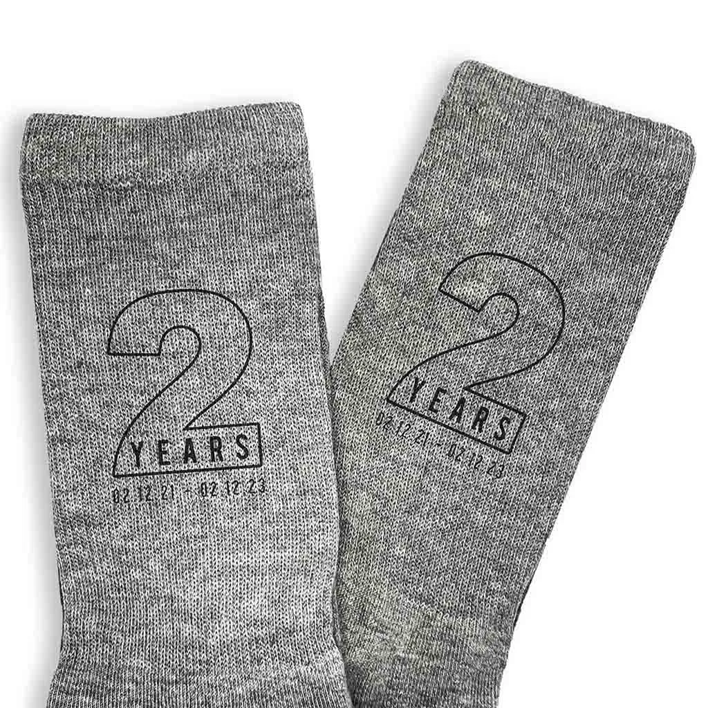 Custom Anniversary Socks for Husband - Personalized 2 Year Gift