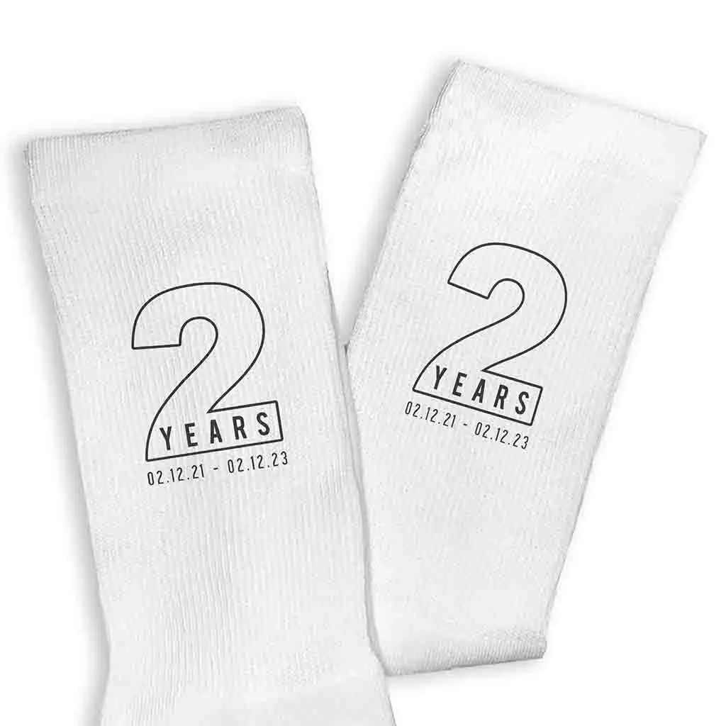 Custom Anniversary Socks for Husband - Personalized 2 Year Gift