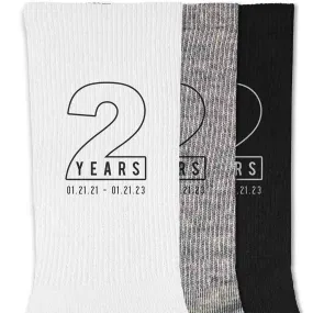 Custom Anniversary Socks for Husband - Personalized 2 Year Gift