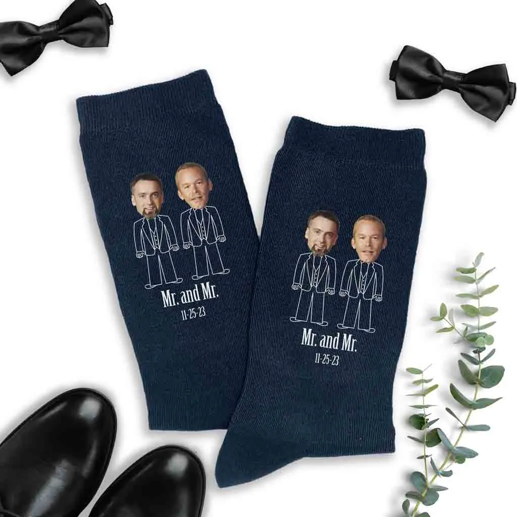 Customized Photo Wedding Socks for Mr. & Mr. Couples