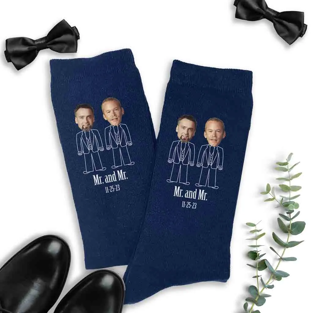 Customized Photo Wedding Socks for Mr. & Mr. Couples