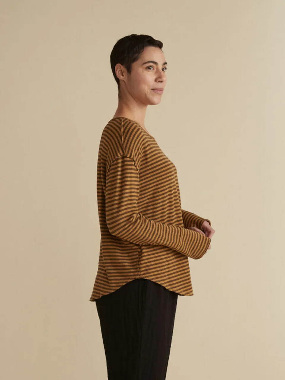 Cut Loose Grey Stripe Fleece Thumbhole Top