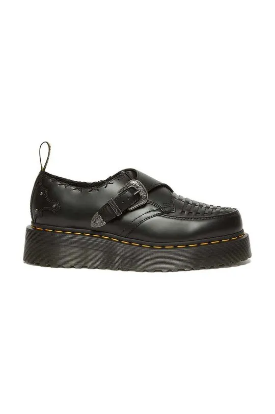 Dr. Martens leather shoes Ramsey Quad Monk women's black color DM31680001